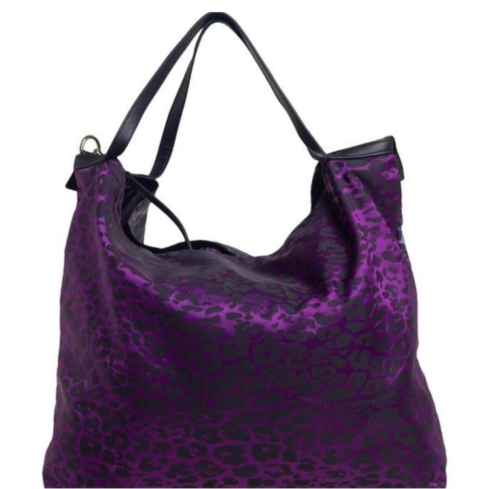 Set of two JIMMY CHOO PURPLE  AND BLACK LEOPARD FABRIC TOTE ORIGINAL BRAND NEW